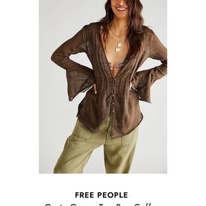 Free People Greta gauze top M (coffee)
